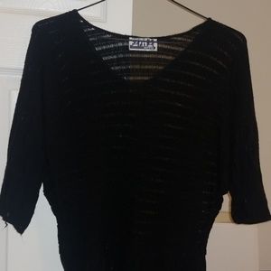 Black Dolman Sleeve Sheer Top
